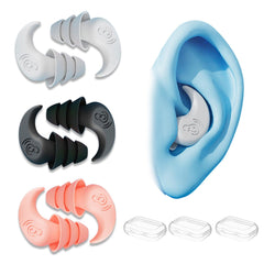 Swim Ear Plugs Adults Waterproof Silicone Earplugs for Swimming Surfing and Water Sports Reusable Swim Earplugs for Men and Women Includes 3 Pairs of Earplugs with Swimming for Underwater Protection