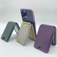 Leather Magnetic Bracket Mobile Holder — 3-in-1 Phone Stand, Card Holder & Magnetic Mount