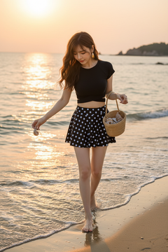 Black Polka Dot Skirt Bikini - Shoreline Walk
