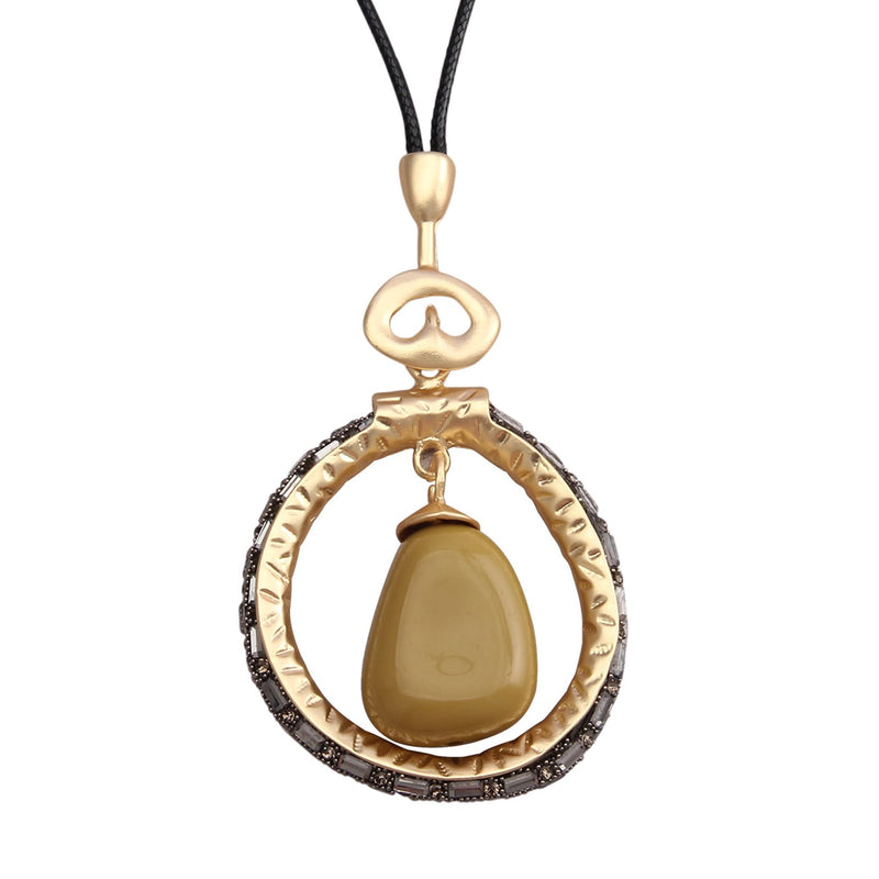 Vintage Boho Leather Pendant Necklace