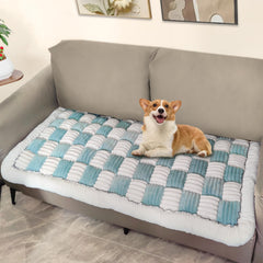 ThinMay Fuzzy Warm Dog Bed Cover Pet Friendly Couch Cover Protector Anti-Slip Washable Sofa Cover for Dogs Pet Hair Resistant Mat(Plush Lake Blue23.6"x63"inch)