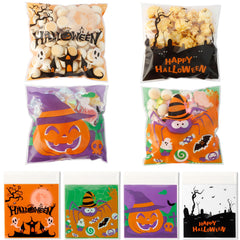 Halloween Treat Bags 100PCS Self-sealing Halloween Candy Bags Halloween Trick or Treat Bags Halloween Cellophane Treat Bags Bulk Halloween Decorations Gift Bags Halloween Goodie Snack Bags for Candy