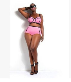 Plus Size Solid Color Bikini Split Swimsuit