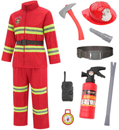Avady Firefighter Costume for Kids Fireman Costume for Boys Halloween Costume Cosplay Dress Up