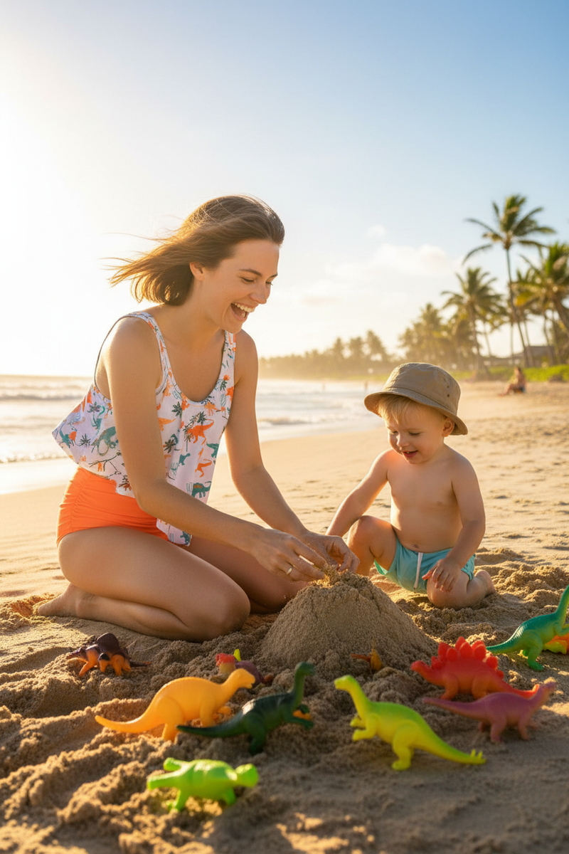 Dinosaur Bikini Mom & Son Beach