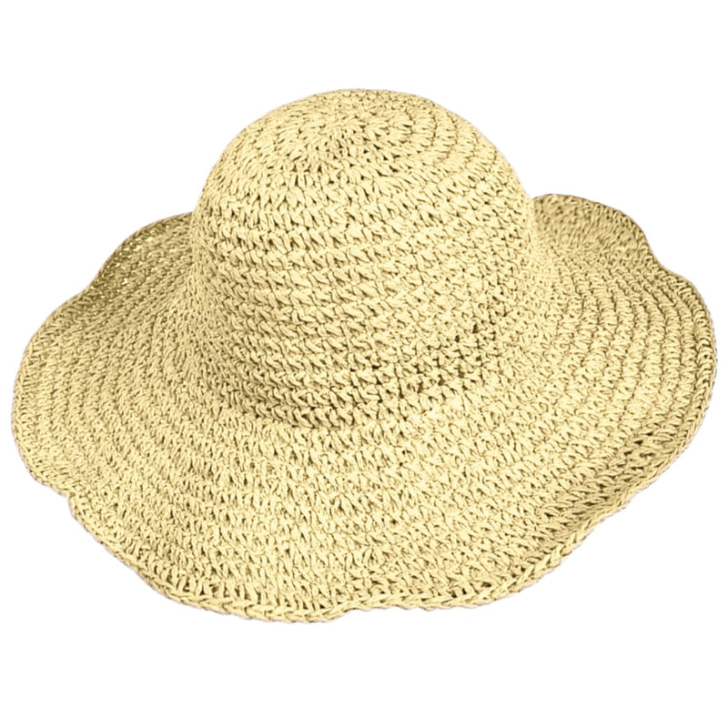 Womens Floppy Straw Sun Hat Foldable Roll up Wide Brim Beach Caps for Women Crochet Bucket Hat (Begie)
