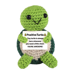 Positive Turtle Mini Knitted Turtle Positive Turtle Crochet Positive Crochet Animals Emotional Support Potato Wool Doll Crochet Turtle for Motivational Gift Party Decoration(Green)