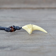 Shark Tooth Pendant Necklace - Vintage Tribal Design