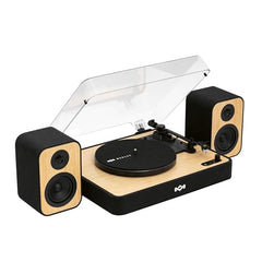 House of Marley Revolution Wireless Turntable with Speakers - Sustainably Made Bluetooth Record Player with 8W Bookshelf Speakers Easy Set Up Vinyl Player with Dust Cover