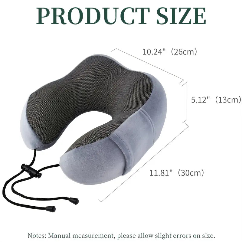 Memory Foam Travel Pillow with Earplugs & Storage Bag