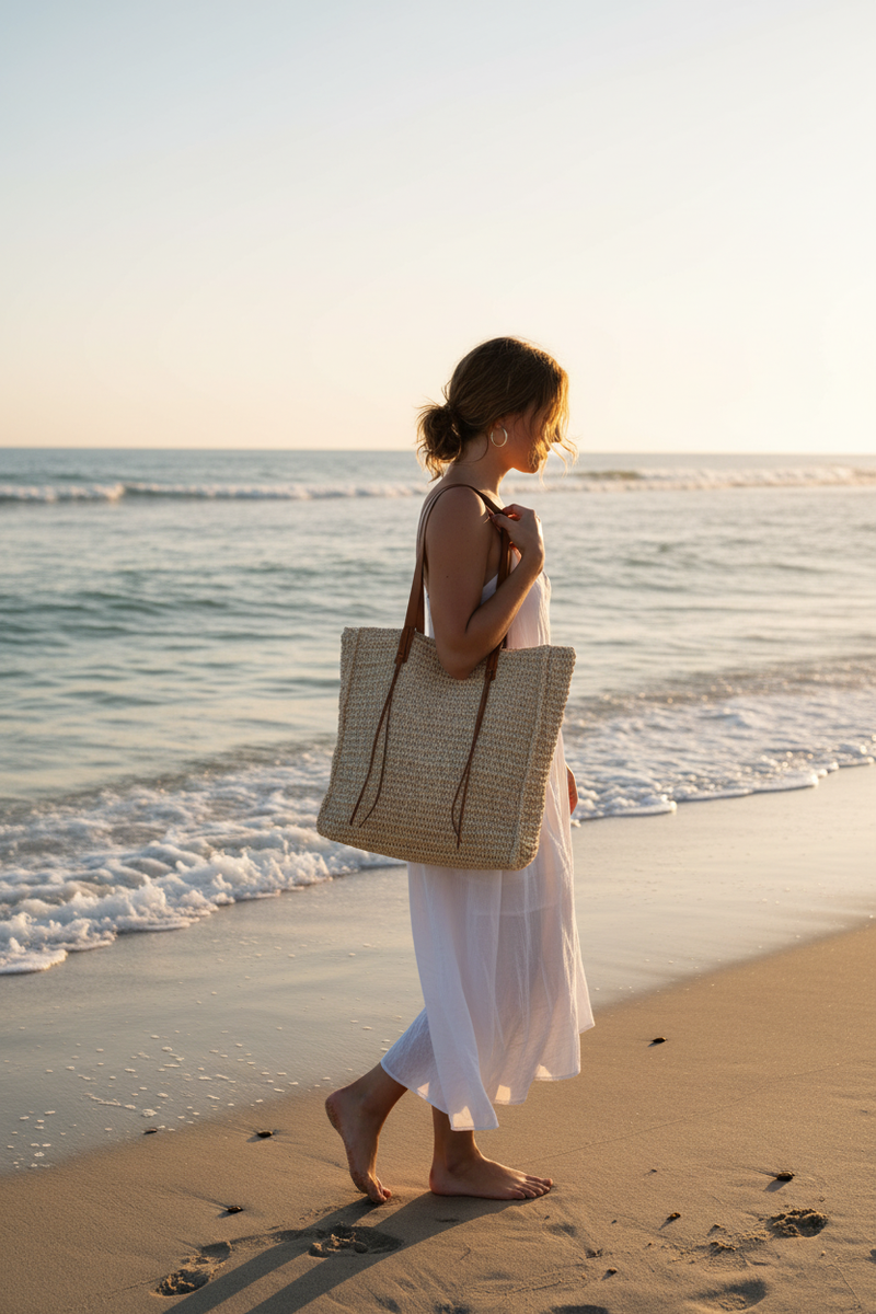 Straw Beach Tote Lifestyle